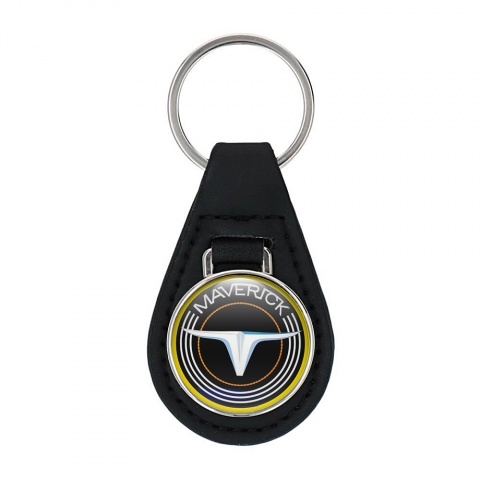 Ford Maverick Keyring Holder Leather Black Yellow Lining Edition