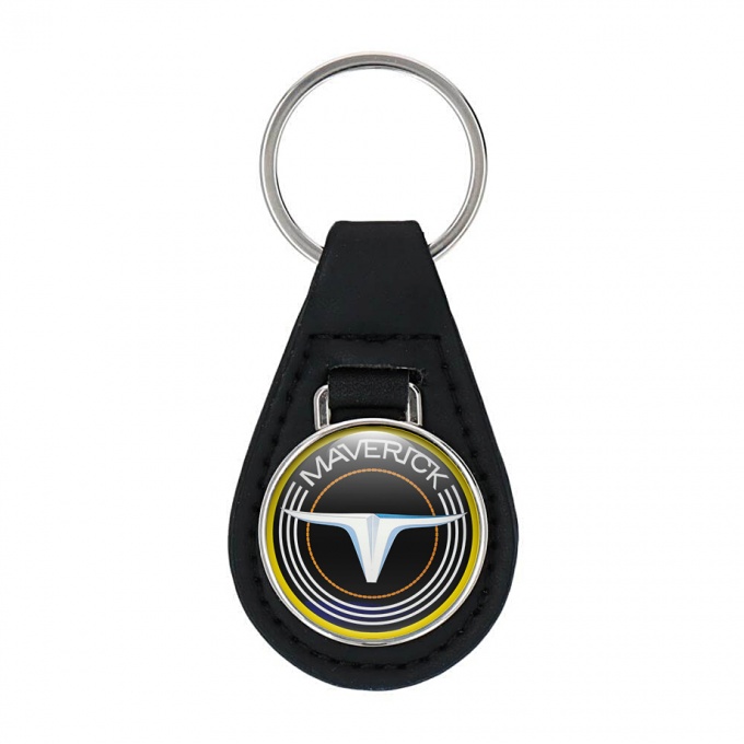 Ford Maverick Keyring Holder Leather Black Yellow Lining Edition