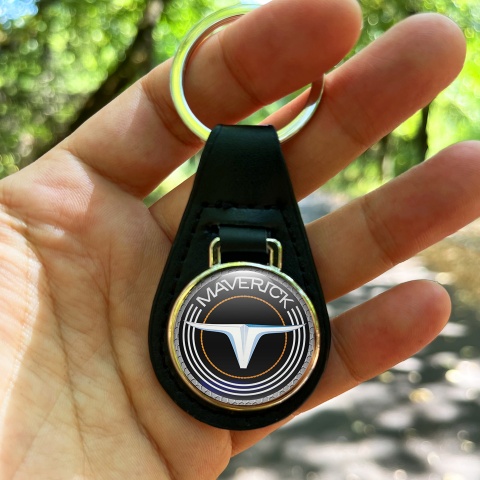 Ford Maverick Leather Keychain Black Silver Lining Edition