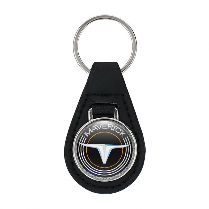 Ford Maverick Leather Keychain Black Silver Lining Edition