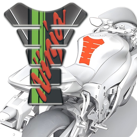 Kawasaki Tank Guard Pads Gray Base with White Stripe Design 