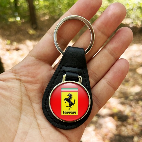 Ferrari Keyring Holder Leather Red Yellow Classic