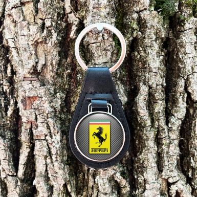 Ferrari Leather Keychain Light Carbon Yellow Classic