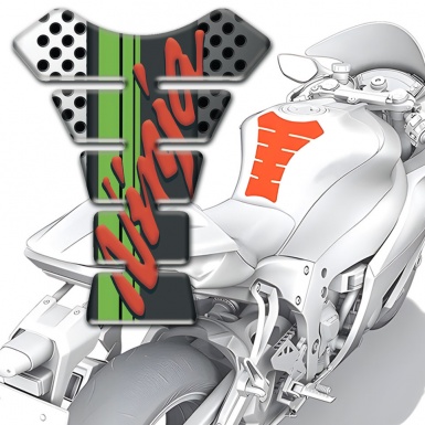 Kawasaki Tank Pad Motorbike Ninja Model White Gray Perforated Background 