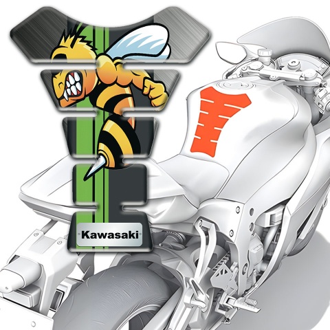 Kawasaki Tank Pad Motorbike Matte Background with Anime Logo Style 