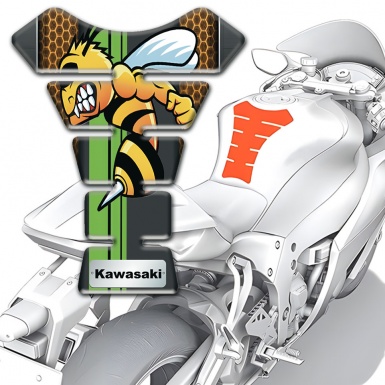 Kawasaki Tank Pad Protector Gray with Honeycomb Base Anime Logo Style 