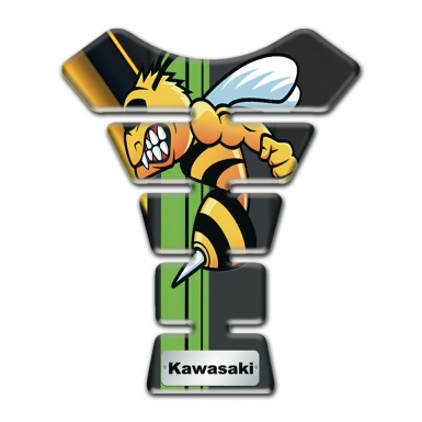 Kawasaki Tank Pad Motorbike Black with Yellow Decoration and Anime Logo 