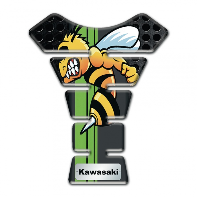 Kawasaki Tank Guard Pads Black Perforated Base anime Logo 