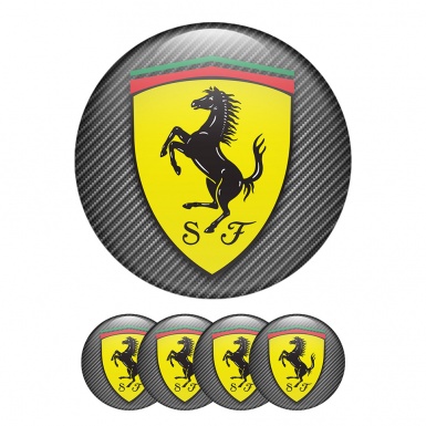 Ferrari Domed Stickers Wheel Center Cap Carbon Line