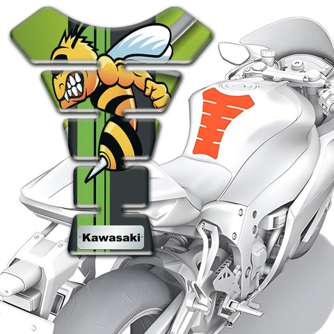 Kawasaki Tank Pad Motorbike Fresh Green Motive Base Anime Logo 