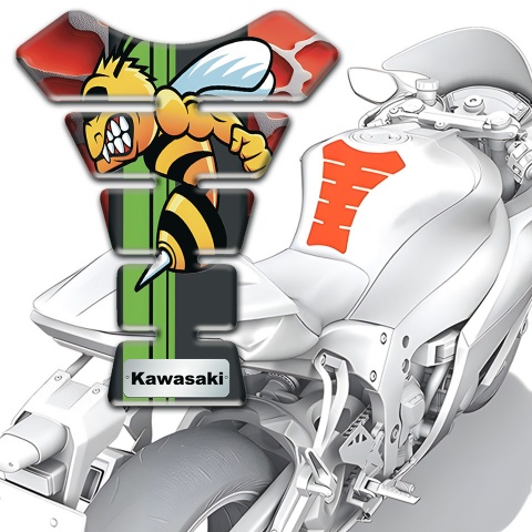Kawasaki Tank Guard Pads Red Parts Base Cartoon Logo 