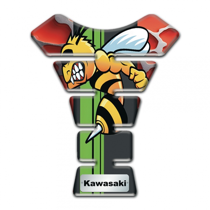 Kawasaki Tank Guard Pads Red Parts Base Cartoon Logo 