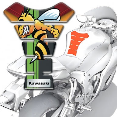 Kawasaki Tank Pad Motorbike Fire Base VColors with Cartoon Logo 