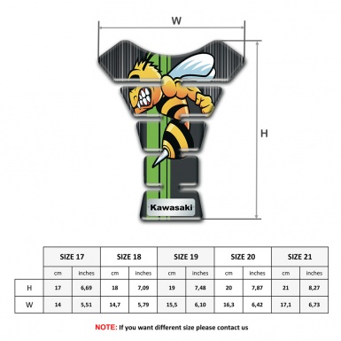 Kawasaki Tank Pad Protector Dark Base with White Stripes and Cartoon Logo Style 