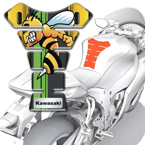 Kawasaki Tank Protector Yellow Base Motive with Cartoon Logo style 