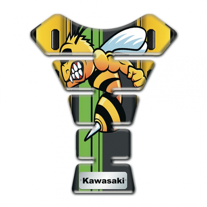 Kawasaki Tank Protector Yellow Base Motive with Cartoon Logo style 