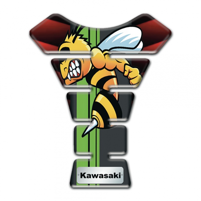 Kawasaki Tank Guard Pads Mixed Red Black base Cartoon Logo Design