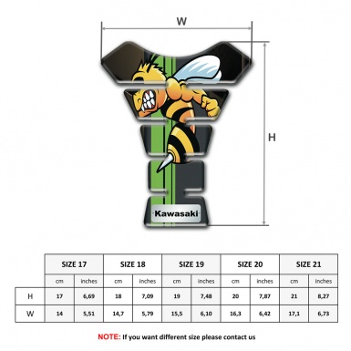 Kawasaki Tank Pad Motorbike Brown Black Print with Cartoon Logo Design 