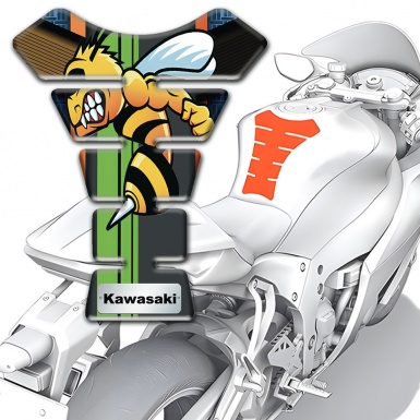 Kawasaki Tank Protector Cartoon Logo Style Silicone Sticker 
