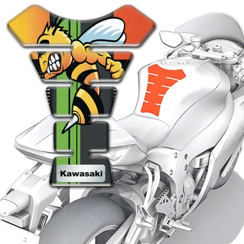 Kawasaki Tank Fuse Cartoon Logo Style Orange Red Base 