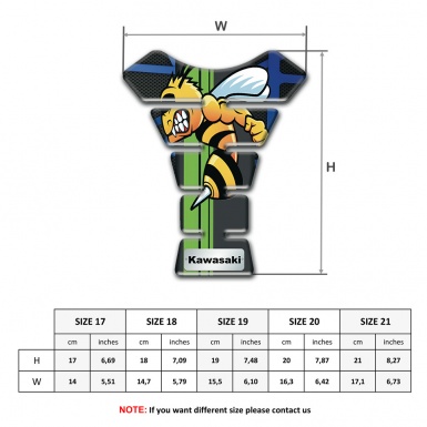 Kawasaki Tank Pad Motorbike Blue Lines Base Style with Cartoon Logo 