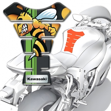 Kawasaki Tank Fuse Yellow Black DEcoration Cartoon Logo style 