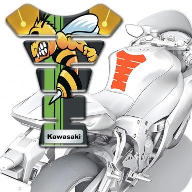 Kawasaki Tank Guard Pads Unique Vision Model with Cartoon logo 
