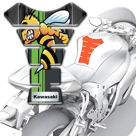 Kawasaki Tank Fuse cartoon Logo Design with Gray Black Background 