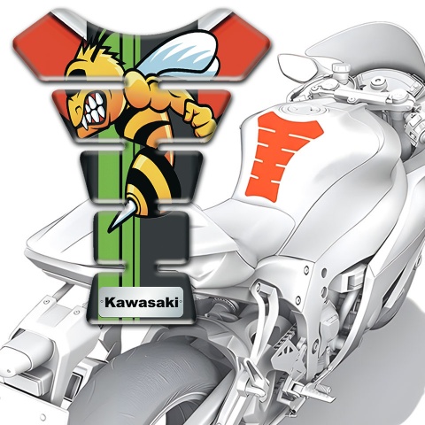Kawasaki Tank Protector Cartoon Logo Design Premium Quality Silicone Sticker