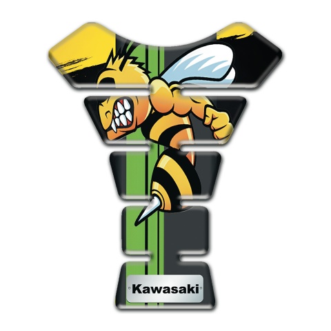 Kawasaki Tank Pad Protector Yellow Paint Background with Anime Logo 