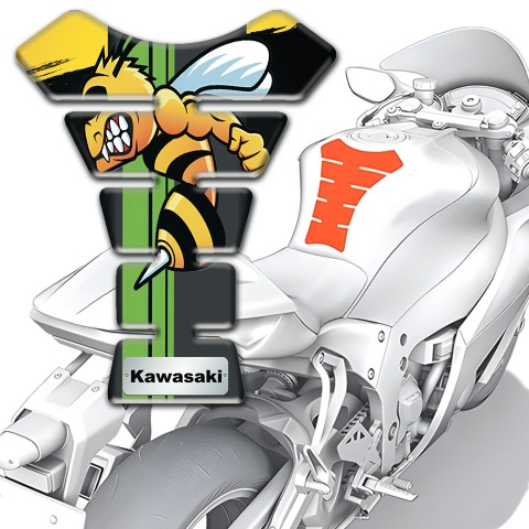 Kawasaki Tank Pad Protector Yellow Paint Background with Anime Logo 