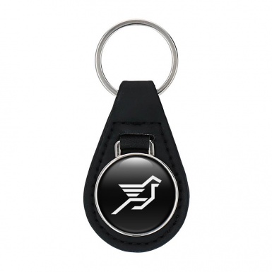 Hamann Keychain Leather Black White Pegasus Clean Design
