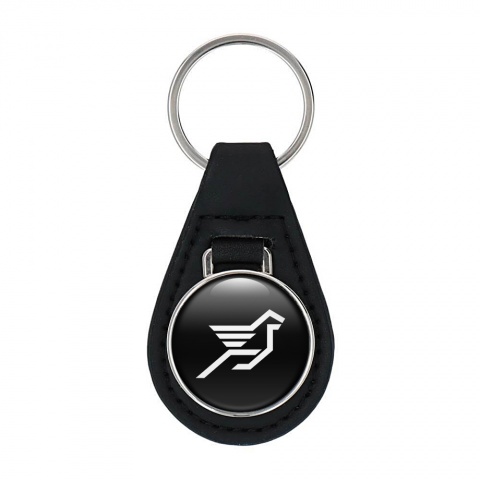 Hamann Keychain Leather Black White Pegasus Clean Design
