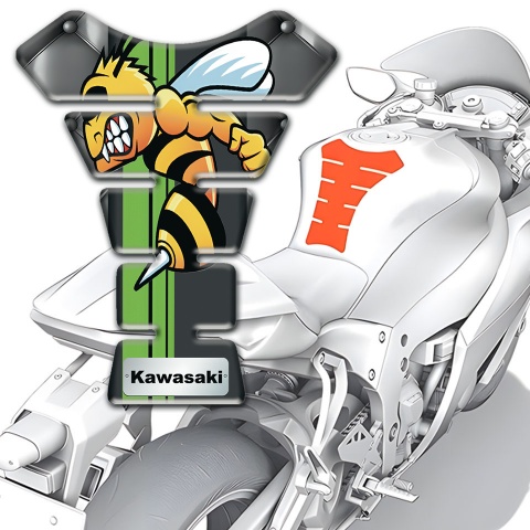 Kawasaki Tank Fuse Gray Leather Base Cartoon logo 