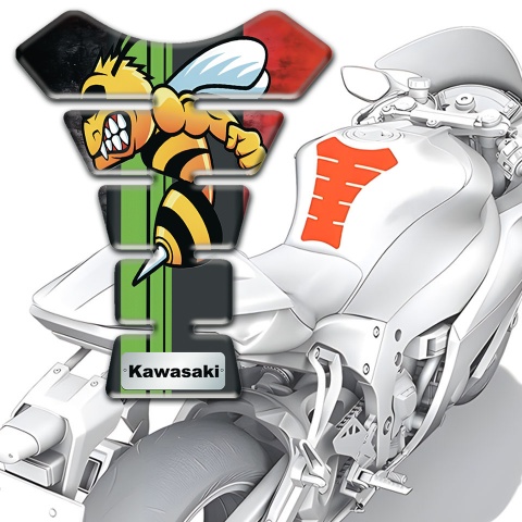 Kawasaki Tank Pad Motorbike Stylish Edition Cartoon Logo Style