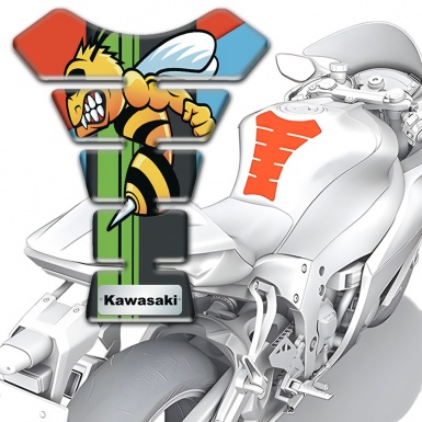 Kawasaki Tank Pad Protector Red  with Sky Blue Print Design 