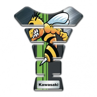 Kawasaki Tank Guard Pads Polished Background with Cartoon Logo Design