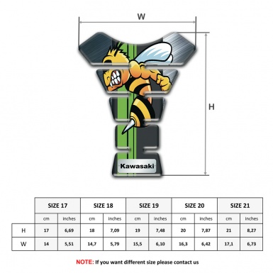 Kawasaki Tank Guard Pads Polished Background with Cartoon Logo Design