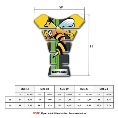 Kawasaki Tank Pad Motorbike Yellow Base with Cartoon Logo Panel 