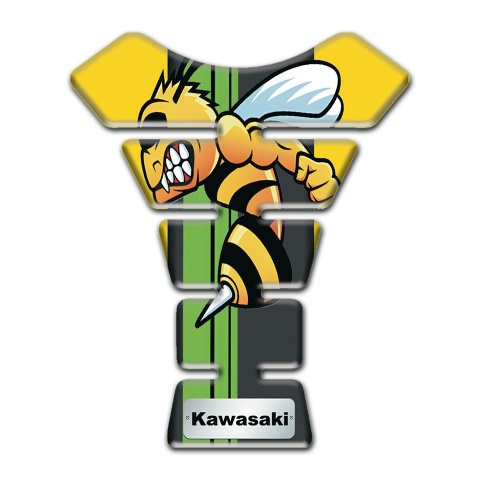 Kawasaki Tank Pad Motorbike Yellow Base with Cartoon Logo Panel 