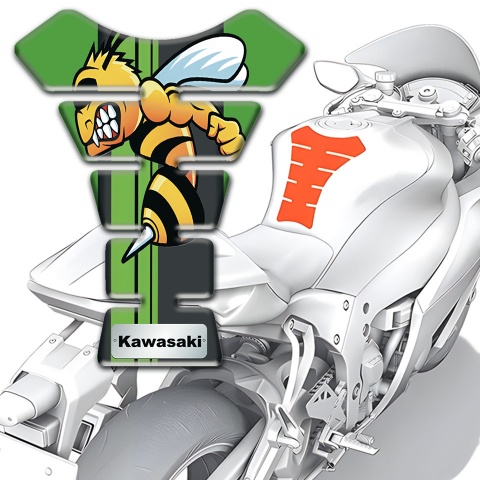 Kawasaki Tank Protector Green Base with Caartoon logo Panel 