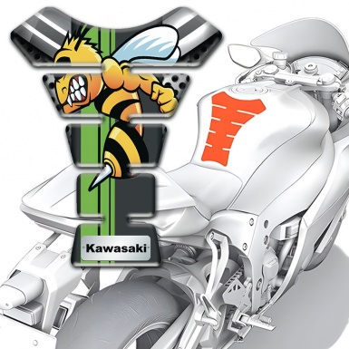 Kawasaki Tank Pad Protector Anti Slip Sticker Center  with Cartoon Logo 
