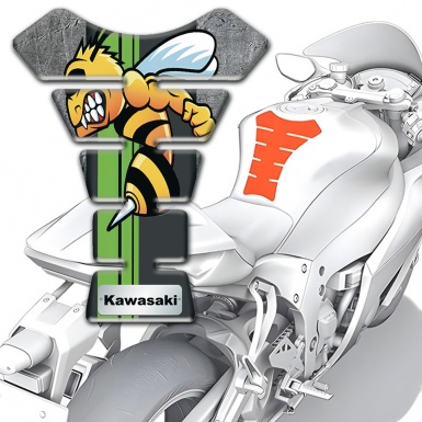 Kawasaki  Tank Guard Pads Stone Texture Base Effect with Anime Logo 