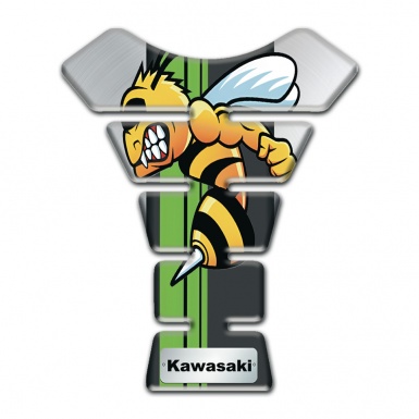 Kawasaki Tank Pad Protector Silver background with Cartoon Logo 