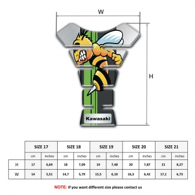 Kawasaki Tank Pad Protector Silver background with Cartoon Logo 