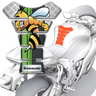 Kawasaki Tank Pad Motorbike Rough Figures Base Design with Cartoon Logo 