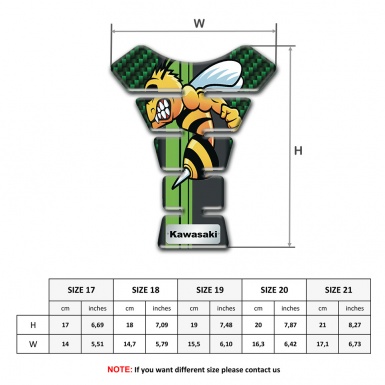 Kawasaki Tank Guard Pads Green Carbon Model with Cartoon Logo Design 