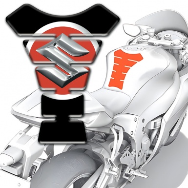 Suzuki Tank Pad Protector Black base with Big Silver Logo 
