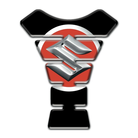 Suzuki Tank Pad Protector Black base with Big Silver Logo 