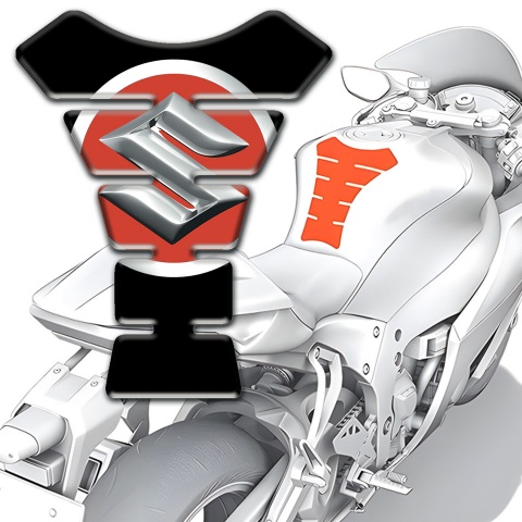 Suzuki Tank Pad Protector Black base with Big Silver Logo 